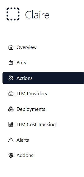 Navigate to Actions Section