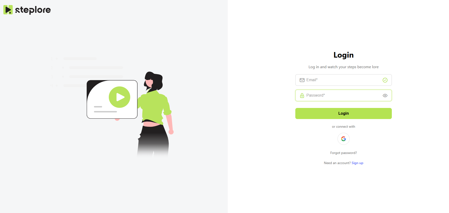 Steplore_login